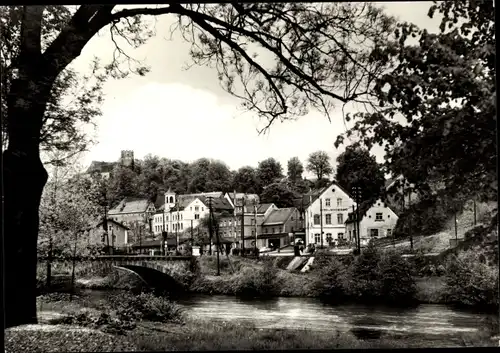 Ak Scharfenstein Drebach im Erzgebirge Sachsen, Teilansicht mit Brücke