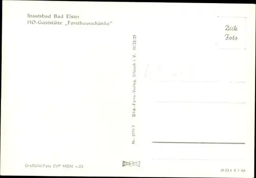 Ak Bad Elster im Vogtland, HO-Gaststätte "Forsthausschänke"