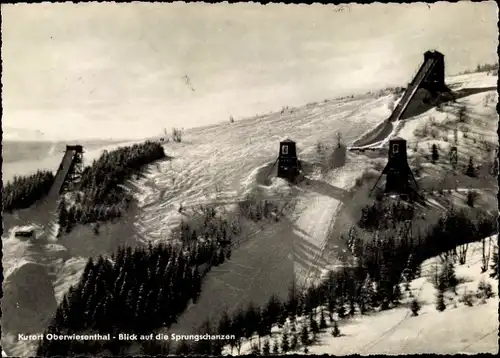 Ak Oberwiesenthal im Erzgebirge, Sprungschanzen