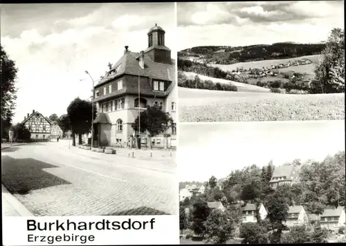 Ak Burkhardtsdorf im Erzgebirge, Teilansicht, Straßenpartie