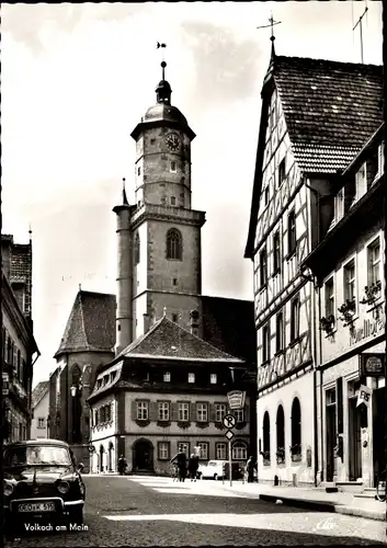 Ak Volkach am Main Unterfranken, Stadtkirche, Auto