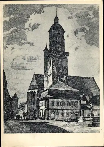 Künstler Ak Volkach am Main Unterfranken, Stadtkirche