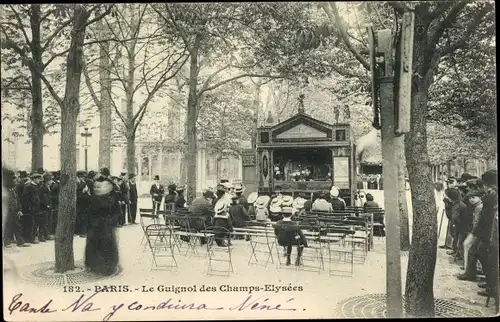 Ak Paris, Le Guignol des Champs Elysees, Puppentheater