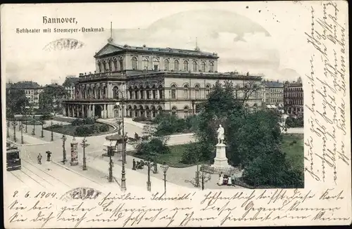 Ak Hannover, Hoftheater mit Stromeyer Denkmal