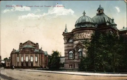 Ak Düren im Rheinland, Hoesch Platz mit Theater und Museum