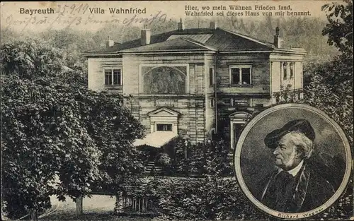 Ak Bayreuth Oberfr., Villa Wahnfried, Richard Wagner