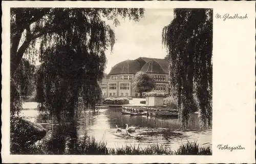 Ak Mönchengladbach am Niederrhein, Volksgarten, Seeblick