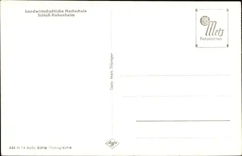 Ak Hohenheim Stuttgart in Baden Württemberg, Landwirtschaftliche Hochschule