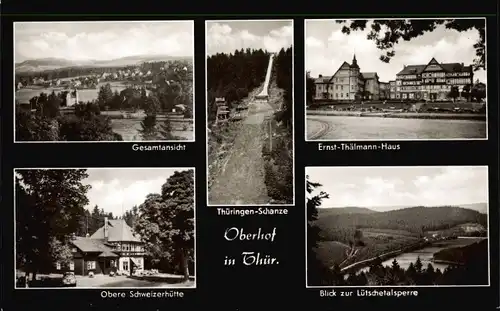 Ak Oberhof im Thüringer Wald, Totale, Obere Schweizerhütte, Lütschetalsperre, Thüringer Schanze