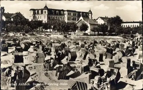 Ak Ostseebad Ahlbeck Heringsdorf auf Usedom, Bernhard Göring Heim, Strandpartie