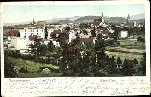 Ak Jelenia Góra Hirschberg Riesengebirge Schlesien, Blick vom Hausberg
