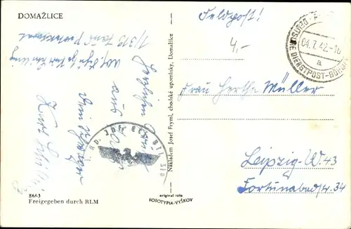 Ak Domažlice Taus Region Pilsen, Teilansicht