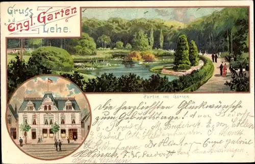 Litho Lehe Bremerhaven, Englischer Garten, Partie mit See