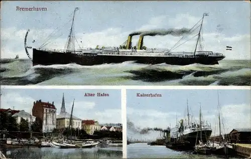 Ak Bremerhaven, Alter Hafen, Kaiserhafen, Dampfer