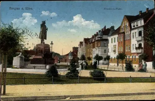 Ak Torgau an der Elbe, Friedrichplatz, Denkmal