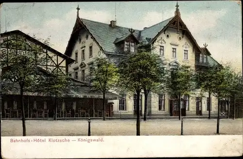 Ak Dresden Klotzsche Königswald, Bahnhofs-Hotel