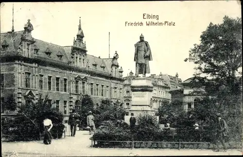 Ak Elbląg Elbing Westpreußen, Friedrich Wilhelm-Platz, Denkmal