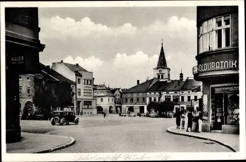 Ak Valašská Meziříčí Wallachisch Meseritz Region Zlin, Marktplatz, Auto