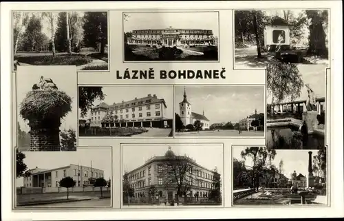 Ak Lázně Bohdaneč Bohdanetsch Reg. Pardubice, Storchennest, Kirche, Parkanlagen