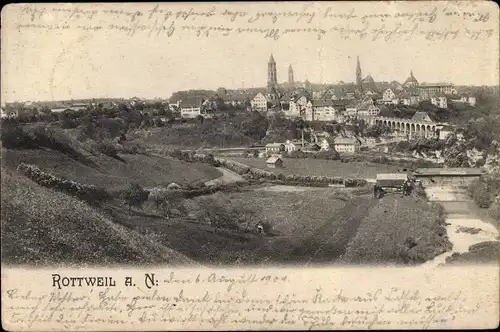 Ak Rottweil am Neckar, Blick auf den Ort