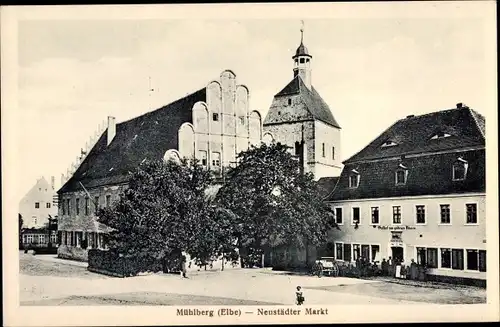 Ak Mühlberg an der Elbe Brandenburg, Partie auf dem Neustädter Markt