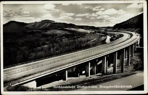 Ak Reichsautobahn Stuttgart Ulm, Franzosenschluchtbrücke