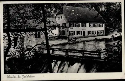 Ak Wimsen Hayingen auf der Schwäbischen Alb, Gasthaus, Wehr