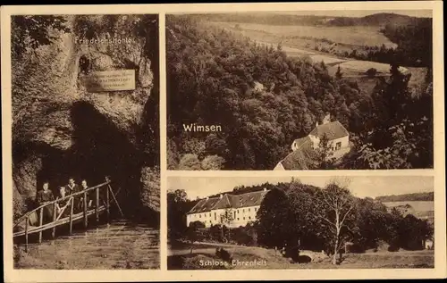 Ak Wimsen Hayingen auf der Schwäbischen Alb, Gesamtansicht, Schloss Ehrenfels, Friedrichshöhle