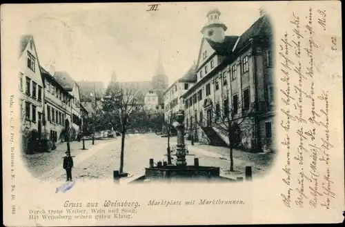 Ak Weinsberg im Kreis Heilbronn, Marktplatz mit Marktbrunnen