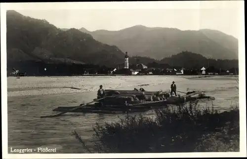 Ak Lenggries in Oberbayern, Flößerei