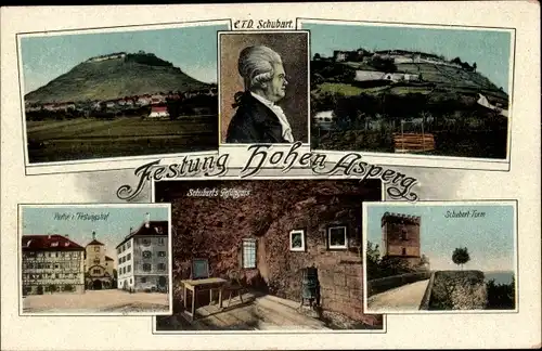 Ak Asperg in Württemberg, Festung Hohenasperg, Gefängnis, Komponist Schubart, Festungshof