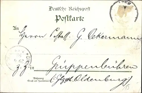 Litho Uelzen in Niedersachsen, Hotel, Zwerg, Bahnhofstraße, Post