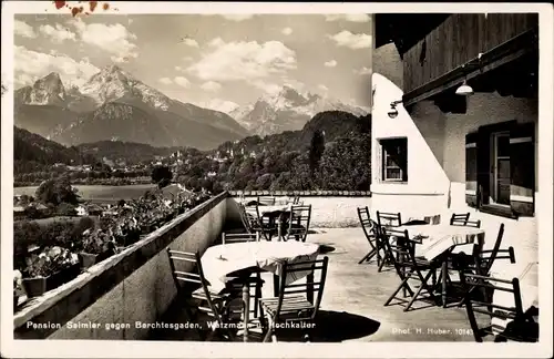 Ak Berchtesgaden in Oberbayern, Pension Seimler, Watzmann, Hochkalter