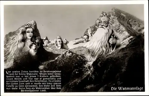 Künstler Ak Die Watzmannsage, Berggesichter, König Watzmann mit Familie