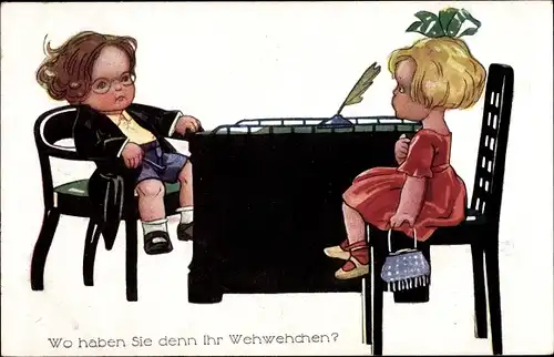 Ak Wo haben Sie denn ihr Wehwechen, Arzt, Frau, Kinder als Erwachsene