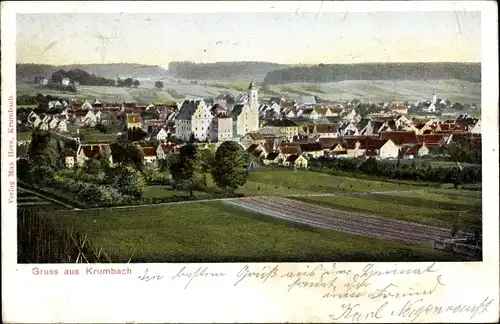 Ak Krumbach Schwaben, Totalansicht der Ortschaft