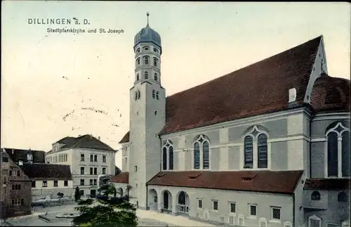 Ak Dillingen an der Donau, Stadtpfarrkirche und St. Joseph