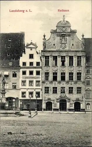 Ak Landsberg am Lech in Oberbayern, Rathaus, Brunnen, Handlung Haggenmüller