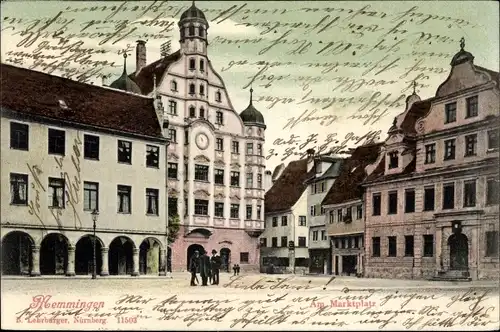 Ak Memmingen in Schwaben, Marktplatz mit Rathaus