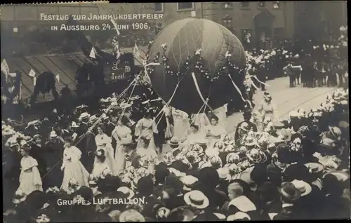 Ak Augsburg in Schwaben, Jahrhundertfeier 1906, Festzug, Gruppe Luftballon