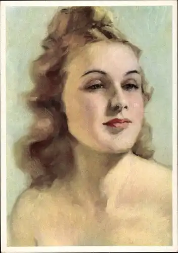 Künstler Ak Frauenportrait, entblößte Schultern