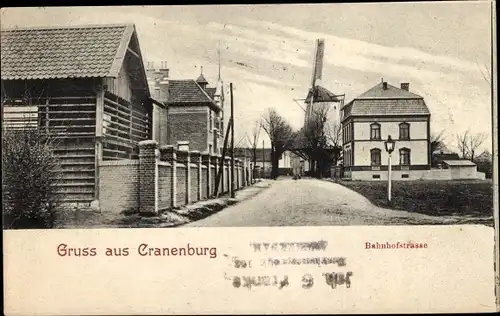 Ak Cranenburg Kranenburg an der Oste, Bahnhofstraße, Windmühle