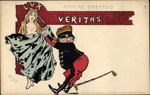 Jugendstil Künstler Litho Enzo, Affaire Dreyfus, Karikatur, Veritas