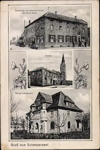 Ak Scherpenseel Übach Palenberg Nordrhein Westfalen, Bürgermeisteramt, Handlung, Kirche