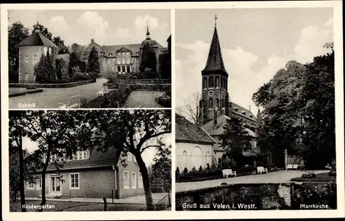 Ak Velen im Münsterland Westfalen, Pfarrkirche, Schloss, Kindergarten