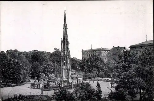 Ak Wrocław Breslau Schlesien, Augusta Platz mit Siegesdenkmal