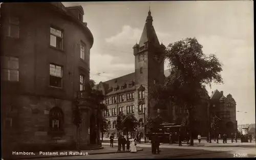 Ak Hamborn Duisburg im Ruhrgebiet, Postamt mit Rathaus