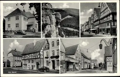 Ak Hessisch Oldendorf an der Weser, Markt, Lange Straße, Haus Niedersachsen, Hohenstein