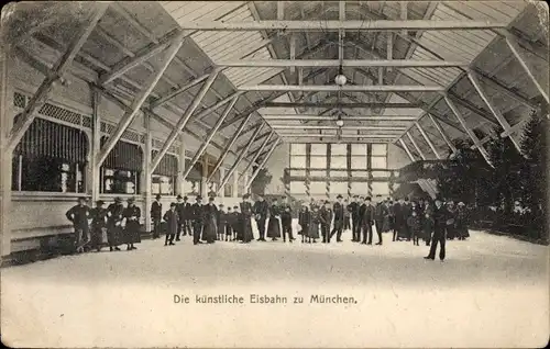 Ak München, Die künstliche Eisbahn, Schlittschuhläufer