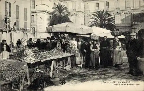 Ak Nice Nizza Alpes Maritimes, Le Marché, Place de la Prefecture